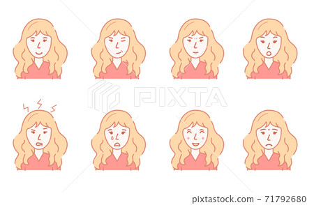 Color Character Person Female and Womans Emotions Concept Contour Linear Style. Vector Color Character Person Female and Womans Emotions Concept Contour Linear Style. Vector 71792680