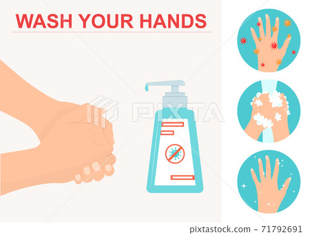 Cartoon Color Wash Your Hands Concept. Vector Cartoon Color Wash Your Hands Concept. Vector 71792691
