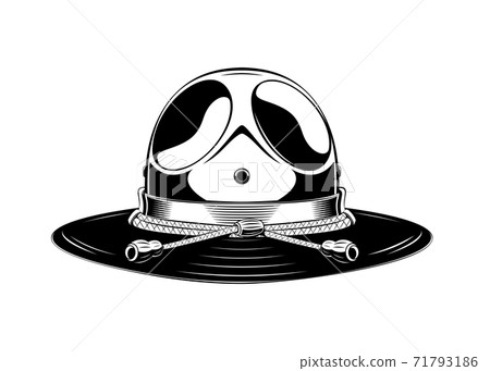 Vintage monochrome headdress illustration. Isolated vector template Vintage monochrome headdress illustration. Isolated vector template 71793186