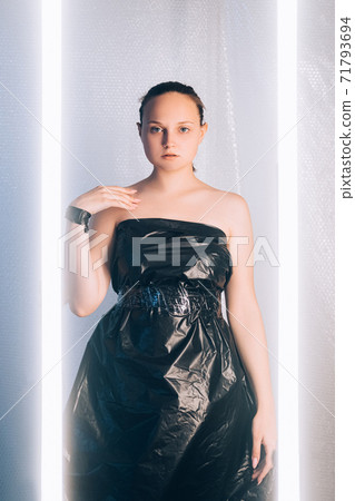 futuristic fashion plastic pollution woman dress futuristic fashion plastic pollution woman dress 71793694