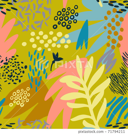 Floral repeat pattern. Cut out flat design. - Stock Illustration ...