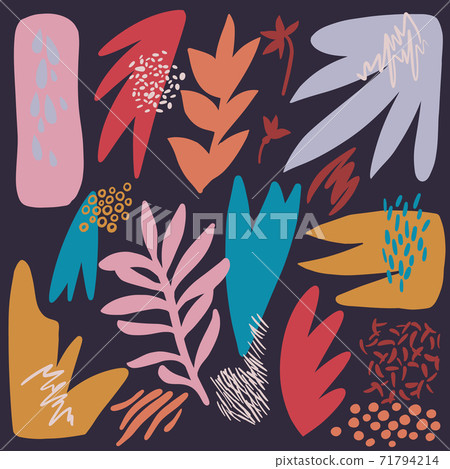 Cartoon floral set. Vector seamless pattern. 71794214