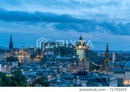 Edinburgh Scotland Skyline at twilight ,viewed from Calton Hill Edinburgh Scotland Skyline at twilight ,viewed from Calton Hill 71795005