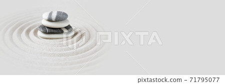Zen japanese garden background. Horizontal banner 71795077