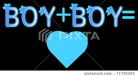 Boy plus boy - inscription in blue letters, lgtb concept 71795083