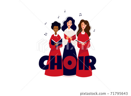 Choir, ensemble performing on the stage. Concert. Choir, ensemble performing on the stage. Concert. 71795643