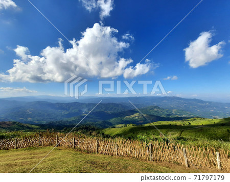 Green mountains and beautiful sky clouds in Chiang rai, Thailand. Green mountains and beautiful sky clouds in Chiang rai, Thailand. 71797179