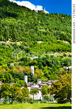 Medieval towers in Gubbio, Italy 71798101