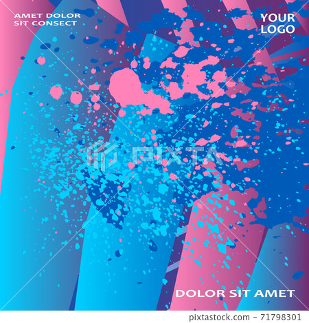 Artistic cover frame design paint splatter vector illustration. Blurred pink blue color gradient. Abstract texture geometric striped pattern trend background. Futuristic artwork template banner card Artistic cover frame design paint splatter vector illustration. Blurred pink blue color gradient. Abstract texture geometric striped pattern trend background. Futuristic artwork template banner card 71798301