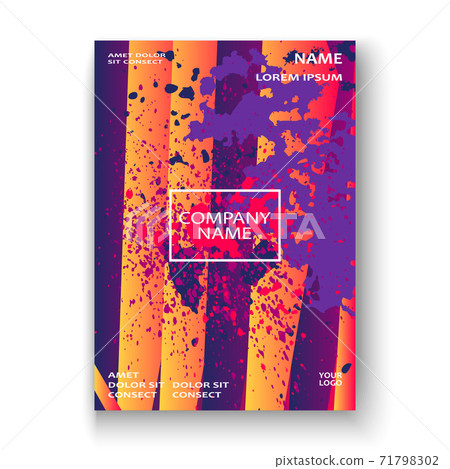 Artistic cover frame design paint splatter vector illustration. Blurred purple yellow color gradient.Abstract texture geometric striped pattern trend background.Futuristic artwork template banner card Artistic cover frame design paint splatter vector illustration. Blurred purple yellow color gradient.Abstract texture geometric striped pattern trend background.Futuristic artwork template banner card 71798302