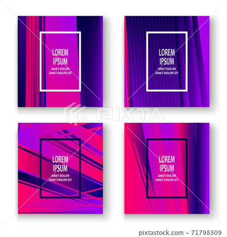Artistic cover set design vector illustration. Neon blurred pink purple gradient. Abstract retro style texture geometric line pattern.Striped minimalist trend background. Modern template design banner Artistic cover set design vector illustration. Neon blurred pink purple gradient. Abstract retro style texture geometric line pattern.Striped minimalist trend background. Modern template design banner 71798309