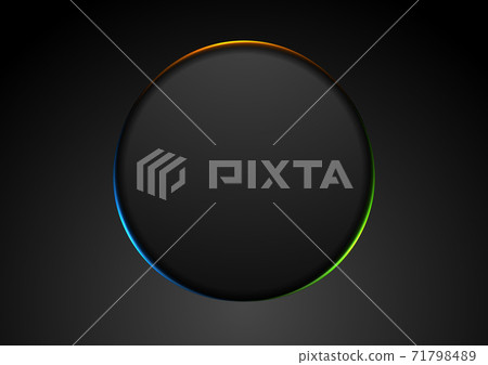 Black abstract circle shape with glowing light tech background 71798489