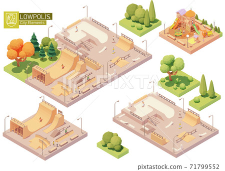 Vector isometric playground and skatepark 71799552