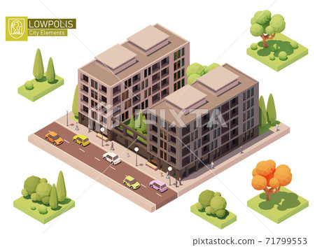 Vector isometric buildings and street elements 71799553
