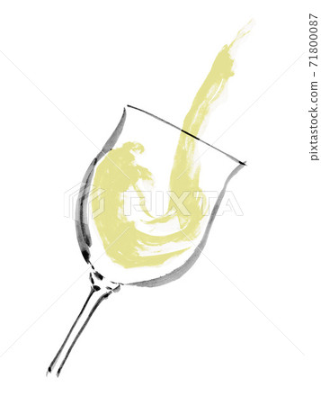 Illustration material of white wine pouring into a hand-painted glass 71800087
