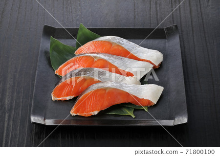 Sockeye salmon fillet on a plate Sockeye salmon fillet on a plate 71800100