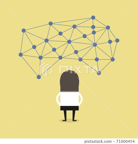 African businessman in front of a big network connection. African businessman in front of a big network connection. 71800454