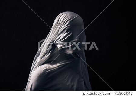 Portrait of a scary ghost isolated on black background 71802043