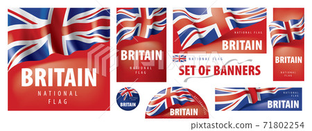 Vector set of banners with the national flag of the United Kingdom Vector set of banners with the national flag of the United Kingdom 71802254
