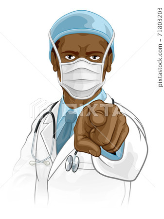 Doctor in PPE Mask Pointing Needs You 71803203