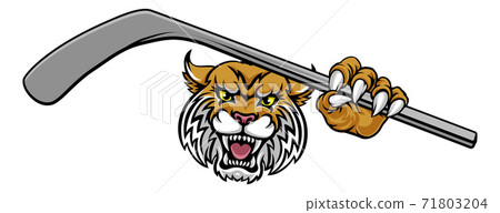 Wildcat Ice Hockey Player Animal Sports Mascot 71803204