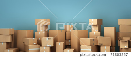 Cardboard boxes on pallet delivery and transportation logistics storage 3d render image Cardboard boxes on pallet delivery and transportation logistics storage 3d render image 71803267