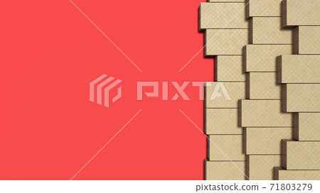 Four rectangle shape wafer biscuits 3d render on red 71803279