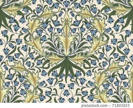 Floral seamless pattern with big and small flowers on light background. Vector illustration. 71803855