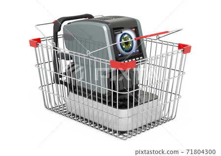 Shopping basket with auto refractometer, 3D rendering 71804300