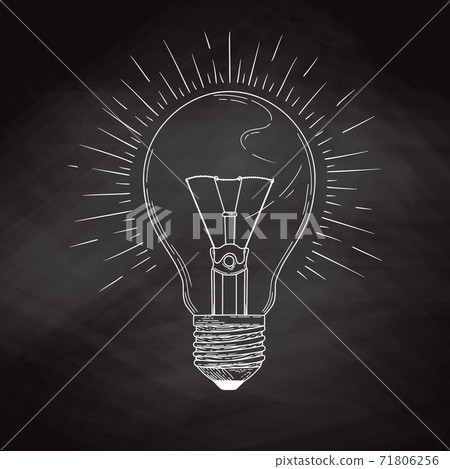 Sketch lightbulb isolated on a blackboard. Vector Sketch lightbulb isolated on a blackboard. Vector 71806256