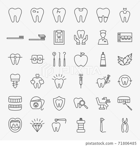 Dental Line Icons Set 71806485
