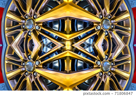 Rims of a sports car golden and shiny Rims of a sports car golden and shiny 71806847