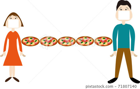 男人和女人用5個披薩作為電暈量度 71807140