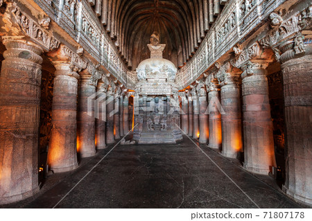 Stupa at Ajanta Caves near Aurangabad 71807178