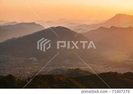 Himalaya hills aerial panoramic view, Pokhara Himalaya hills aerial panoramic view, Pokhara 71807278