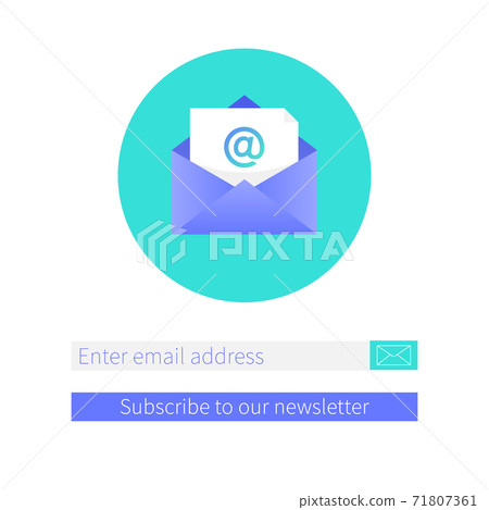 Subscribe to our newsletter square web banner template. Opened envelope with new letter. Mail marketing, correspondence service delivery registration banner Subscribe to our newsletter square web banner template. Opened envelope with new letter. Mail marketing, correspondence service delivery registration banner 71807361