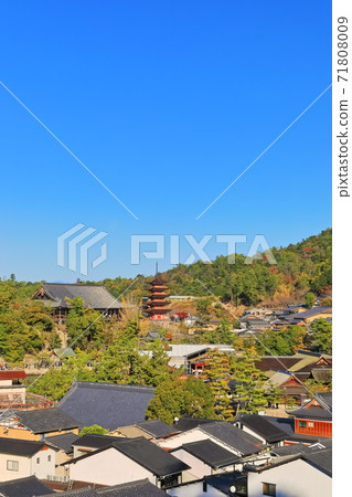 [Hiroshima Prefecture] View of Miyajima under fine weather (Itsukushima Shrine) 71808009