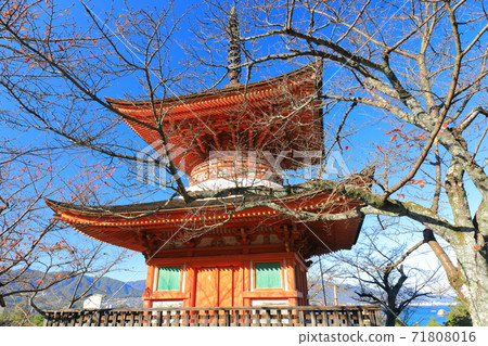 [廣島縣]天氣晴朗的宮島寶藏塔 71808016
