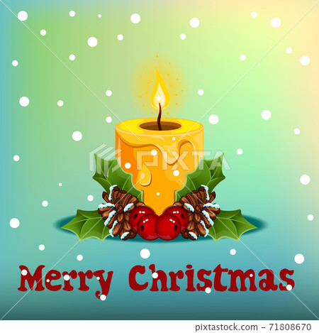 Christmas greeting card with cartoon burning candle 71808670