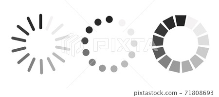 Load icons set. Downloading, progress, loader round bar vector symbols collection Load icons set. Downloading, progress, loader round bar vector symbols collection 71808693