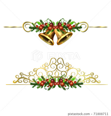 Christmas Holly brunches decoration vector 71808711