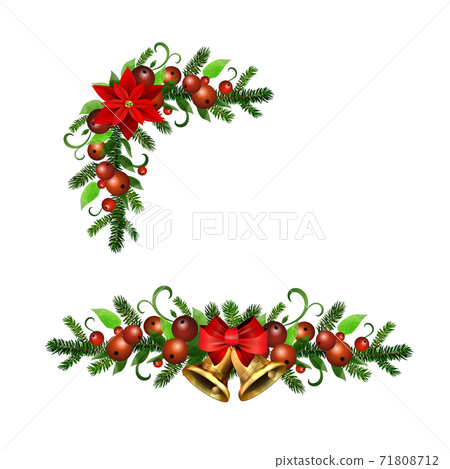 Christmas Holly brunches decoration vector 71808712