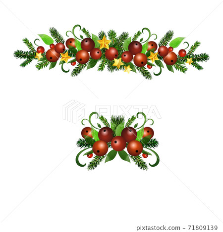 Christmas Holly brunches decoration vector 71809139