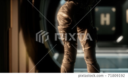 8K Steampunk woman in futuristic space ship 71809192