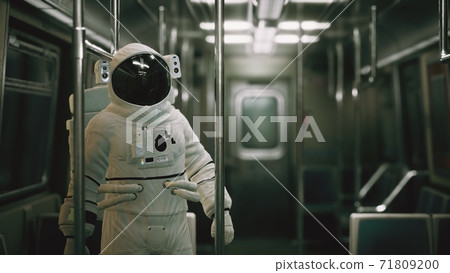 8K Astronaut Inside of the old non-modernized subway car in USA 71809200