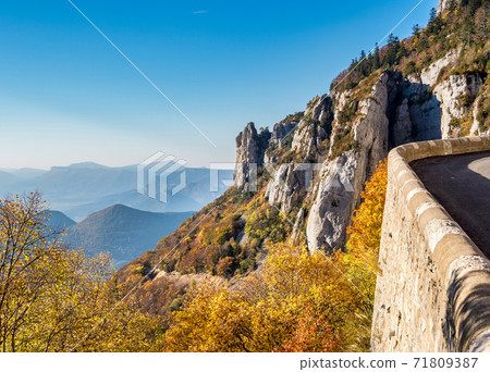 French countryside. Col de Rousset. View of the heights of the Vercors, France French countryside. Col de Rousset. View of the heights of the Vercors, France 71809387