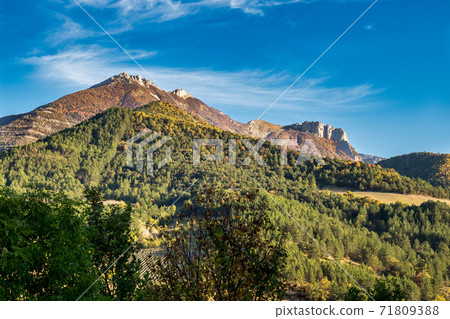 French countryside. Col de Rousset. View of the heights of the Vercors, France French countryside. Col de Rousset. View of the heights of the Vercors, France 71809388