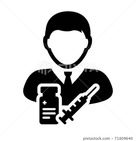 Pharma industry icon vector with vaccine syringe male user person profile avatar symbol for medical and healthcare treatment in a glyph pictogram illustration Pharma industry icon vector with vaccine syringe male user person profile avatar symbol for medical and healthcare treatment in a glyph pictogram illustration 71809640