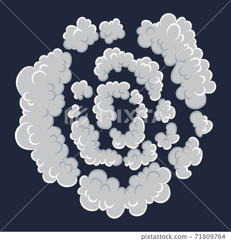 Explosion. Cartoon bomb explode effect with smoke effect. Comic boom vector illustration. Clipart element for game, print, advertising, menu or web design 71809764