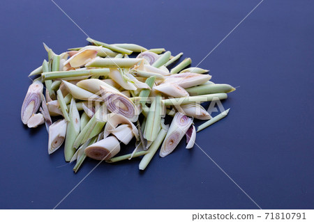 Organic lemongrass on dark background. 71810791